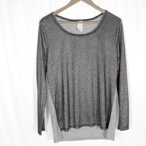 Women's Faded Glory Metallic Gray Long Sleeve Scoop Neck Top - Medium